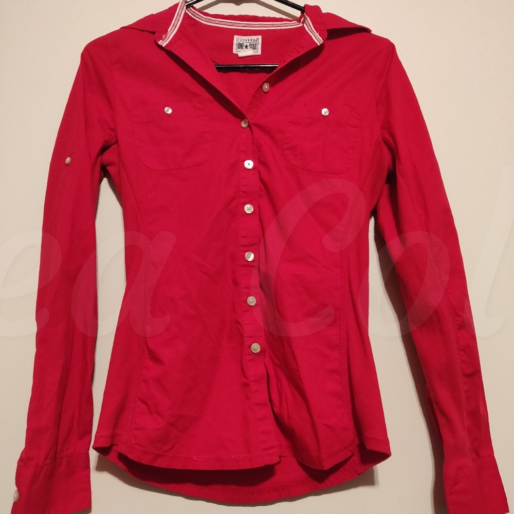 Womens Converse One Star Long Sleeve Button Shirt